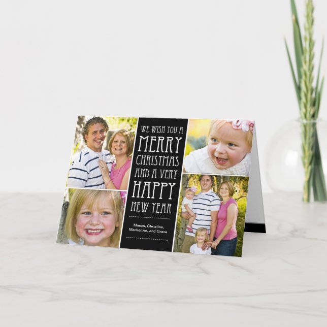 Tarjeta fotográfica navideña de los deseos de vaca (Anverso)