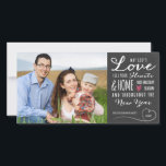 Tarjeta fotográfica navideña de Love Chalkboard de<br><div class="desc">Tarjeta fotográfica de cartón de amor de Dios de Orabella Prints.  Por favor,  reemplace la imagen de plantilla con una foto propia antes de comprarla.</div>