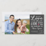 Tarjeta fotográfica navideña de Love Chalkboard de<br><div class="desc">Tarjeta fotográfica de cartón de amor de Dios de Orabella Prints.  Por favor,  reemplace la imagen de plantilla con una foto propia antes de comprarla.</div>