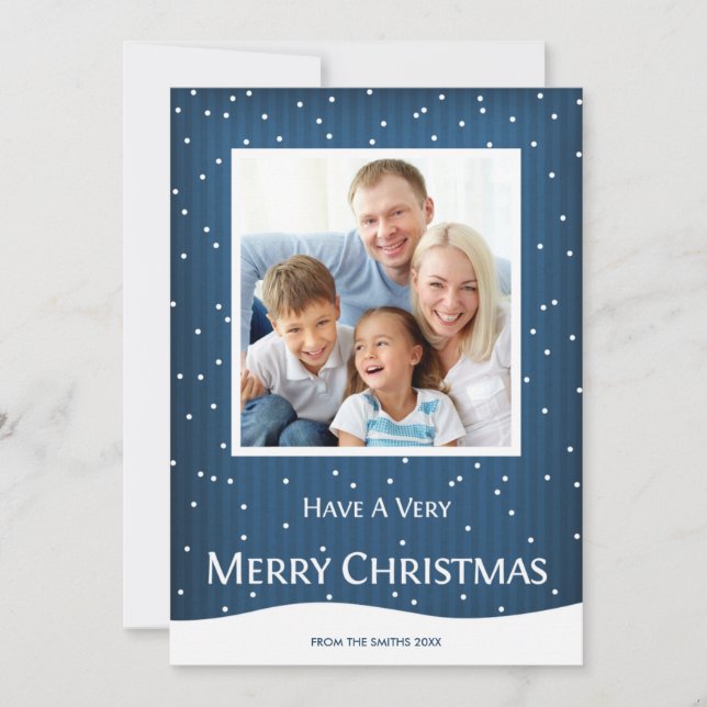 Tarjeta fotográfica navideña de navidades Banda az (Anverso)