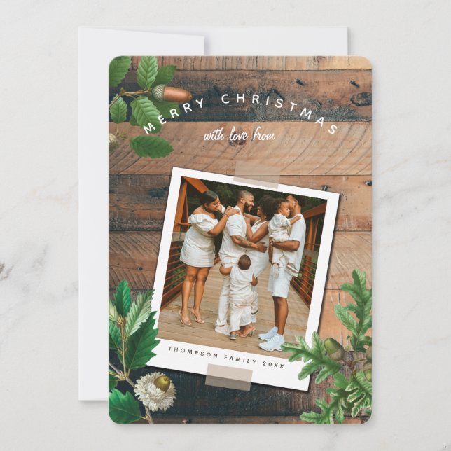 Tarjeta fotográfica navideña de Navidades Vintage  (Anverso)