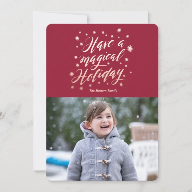 tarjeta fotográfica navideña de papel mágico (Anverso)