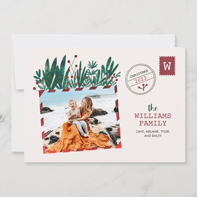 Tarjeta fotográfica navideña de postal vintage (Anverso)