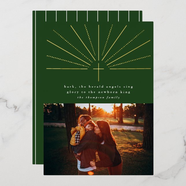 Tarjeta fotográfica navideña de Relieve metalizado (Anverso/Reverso)