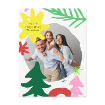 Tarjeta fotográfica navideña de resumen moderno re