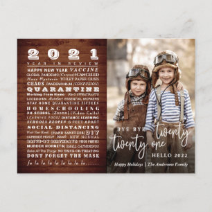 Tarjeta fotográfica navideña de revisión de año di