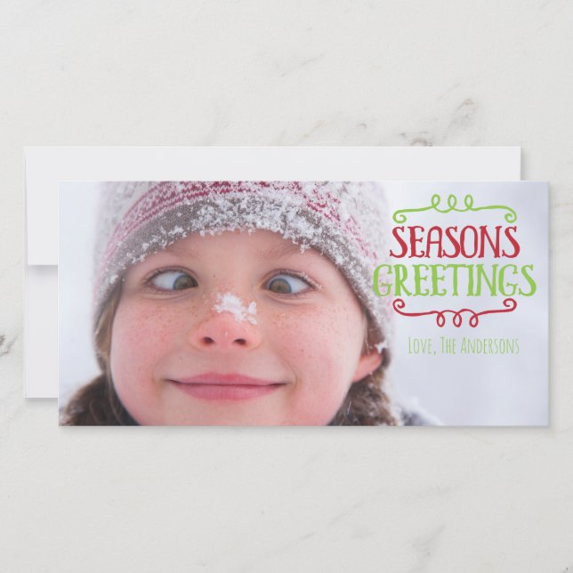 Tarjeta fotográfica navideña de saludos de Navidad (Anverso)