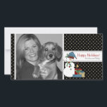 Tarjeta fotográfica navideña de Snowman {black}<br><div class="desc">Nuestro objetivo en Noteworthy es crear tarjetas de Navidad para TODOS, aquí se muestra una con la dueña de mascota y su dulce cachorro. Contrariamente a la creencia popular, ¡no tienes que estar en una relación o tener hijos para enviar una tarjeta de Navidades de fotos super genial! Contáctame hoy...</div>