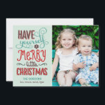 Tarjeta fotográfica navideña de tipo admirable<br><div class="desc">Celebre la temporada con esta moderna y elegante tarjeta de vacaciones de Berry Berry Sweet. Visite WWW.BERRYBERRYSWEET.COM para conocer más de nuestras elegantes colecciones de vacaciones. Color de fondo del Personalizable.</div>