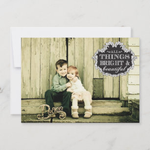 Tarjeta fotográfica navideña de tipografía blanca 