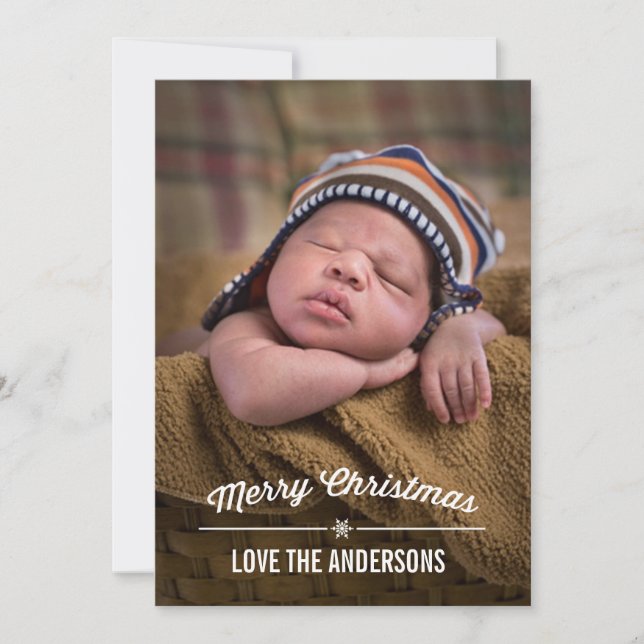 Tarjeta fotográfica navideña del divisor de copos  (Anverso)