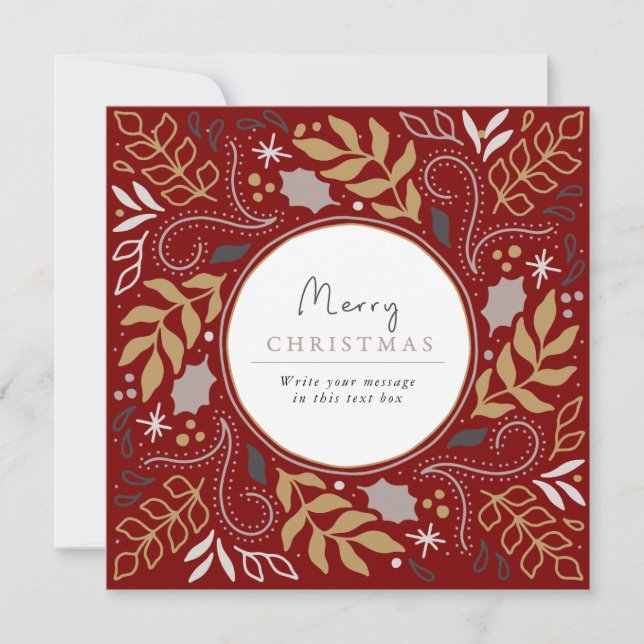 Tarjeta fotográfica navideña del marco botánico de (Anverso)