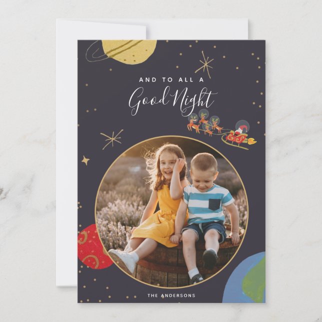 Tarjeta fotográfica navideña en órbita (Anverso)