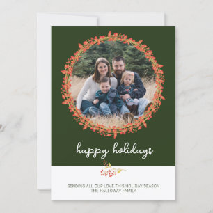 Tarjeta fotográfica navideña Family Happy Holidays