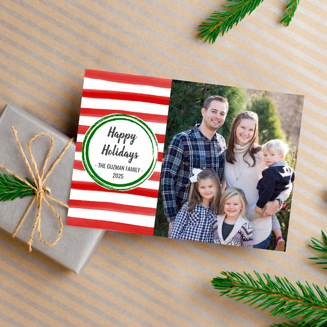 Tarjeta fotográfica navideña Family Happy Holidays (Subido por el creador)