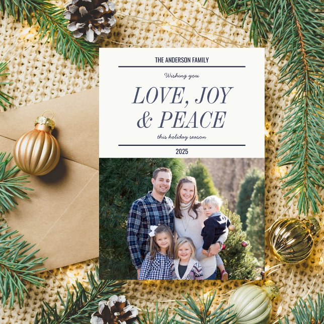Tarjeta fotográfica navideña Family Happy Holidays (Subido por el creador)