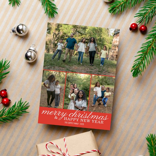 Tarjeta fotográfica navideña Family Happy Holidays (Subido por el creador)
