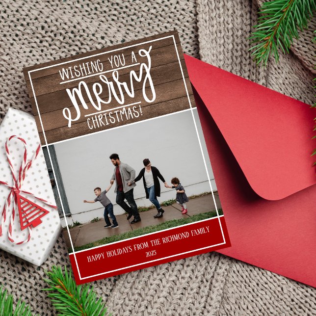 Tarjeta fotográfica navideña Family Happy Holidays (Subido por el creador)