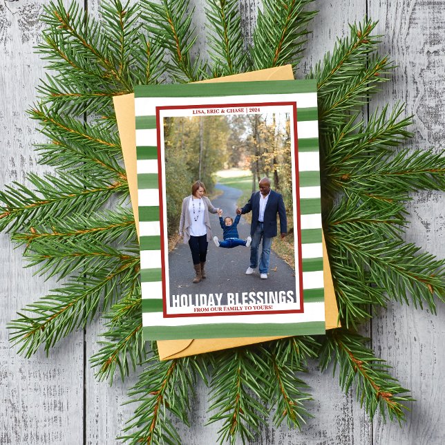 Tarjeta fotográfica navideña Family Happy Holidays (Subido por el creador)