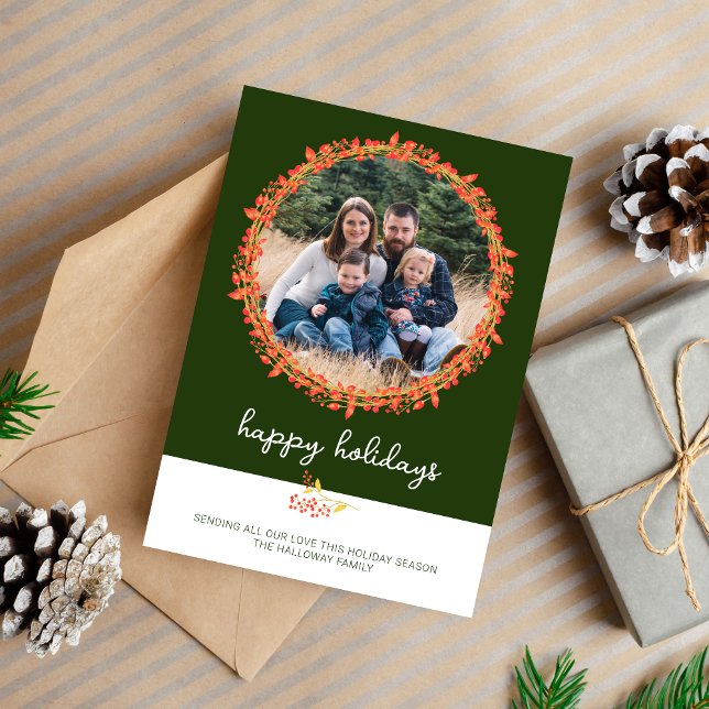 Tarjeta fotográfica navideña Family Happy Holidays (Subido por el creador)