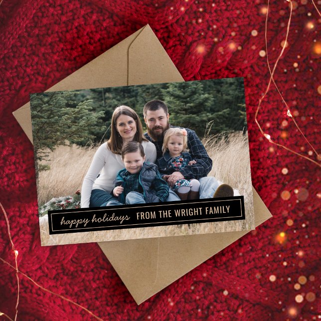 Tarjeta fotográfica navideña Family Happy Holidays (Subido por el creador)