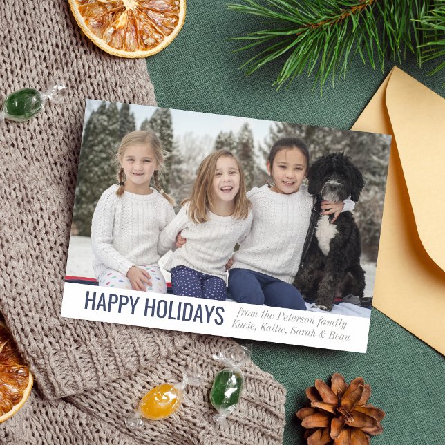 Tarjeta fotográfica navideña Family Happy Holidays (Subido por el creador)