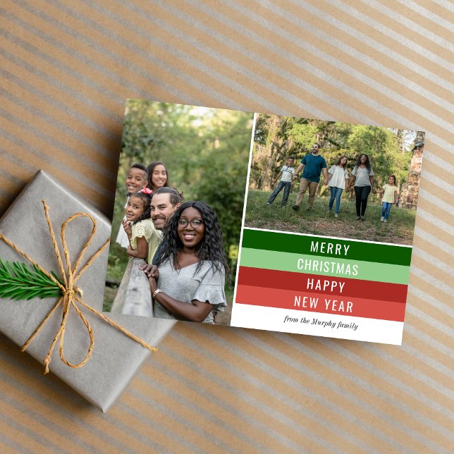 Tarjeta fotográfica navideña Family Happy Holidays (Subido por el creador)