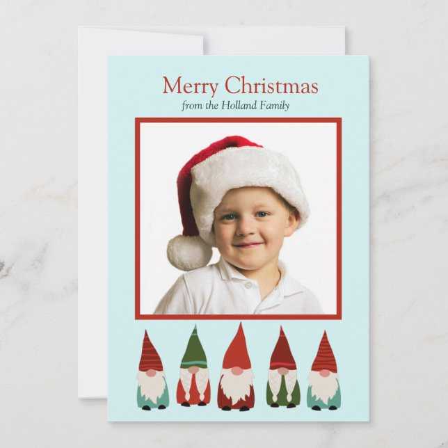 Tarjeta fotográfica navideña Gnomes para navidades (Anverso)