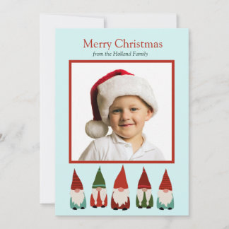 Tarjeta fotográfica navideña Gnomes para navidades