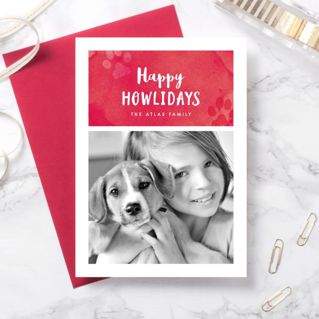 Tarjeta fotográfica navideña Happy Howlidays (Subido por el creador)