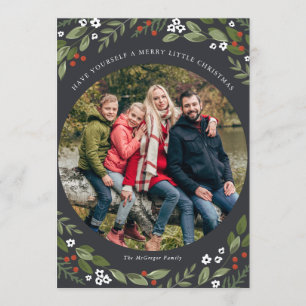 Tarjeta fotográfica navideña Holly and Berries