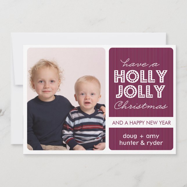 Tarjeta fotográfica navideña 'Holly Jolly' (DEMICK (Anverso)