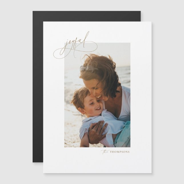 Tarjeta fotográfica navideña Minimalista de escrit (Anverso/Reverso)