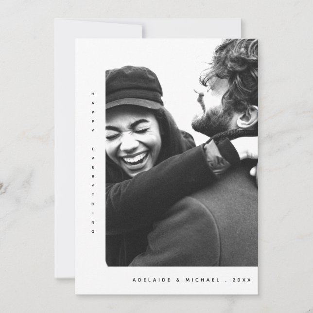 Tarjeta fotográfica navideña Minimalista simple y  (Anverso)