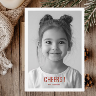 Tarjeta fotográfica navideña moderna Saludos Roj