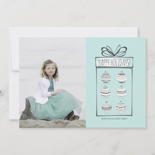 Tarjeta fotográfica navideña Ornaments (Anverso)