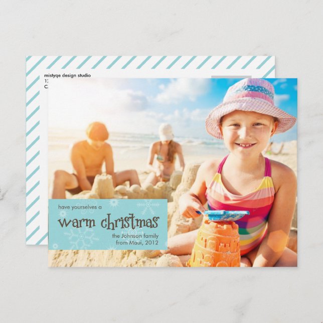 Tarjeta fotográfica navideña para Navidades cálido (Anverso / Reverso)