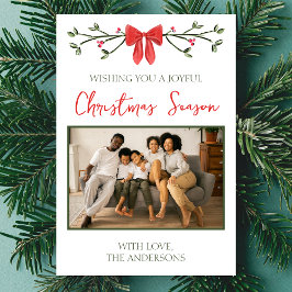 Tarjeta fotográfica navideña personalizada con Bow