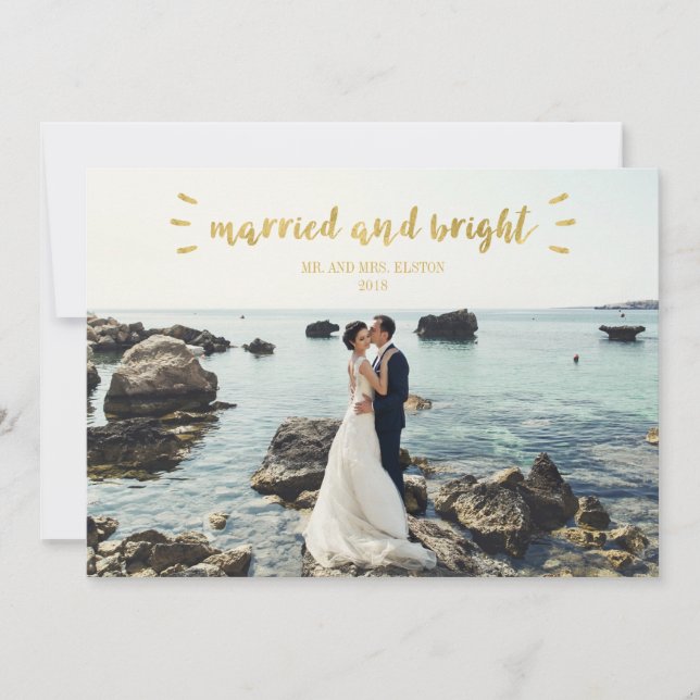 Tarjeta fotográfica navideña recién casada, Boda,  (Anverso)