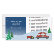 Tarjeta fotográfica navideña Red Tractor