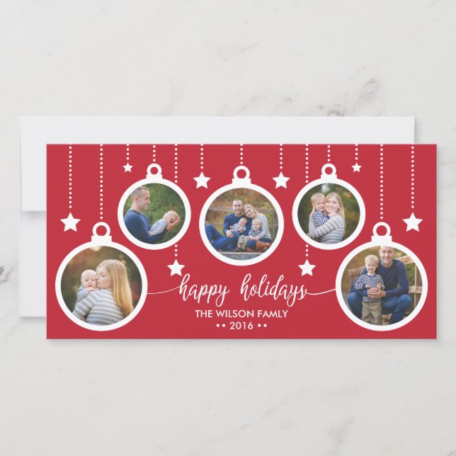 Tarjeta fotográfica navideña, vacaciones, ornament (Anverso)