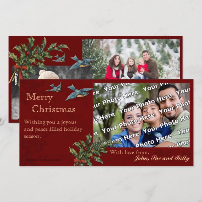 Tarjeta fotográfica navideña vintage (Anverso / Reverso)