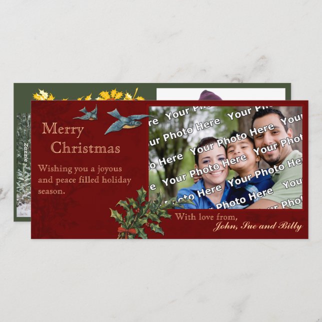 Tarjeta fotográfica navideña vintage (Anverso / Reverso)