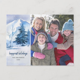 Tarjeta fotográfica navideña Watercolor Winscape