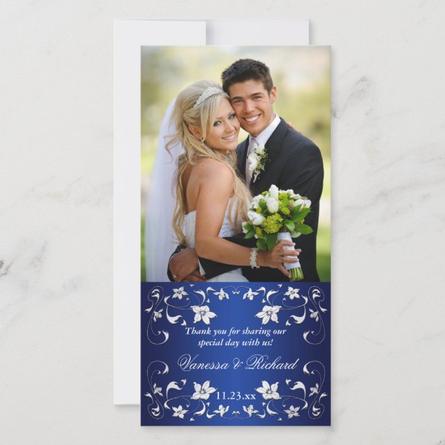 Tarjeta fotográfica Navyl Blue, Boda floral platea (Anverso)