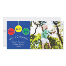 Tarjeta fotográfica Ornamentos de Navidad de dos l