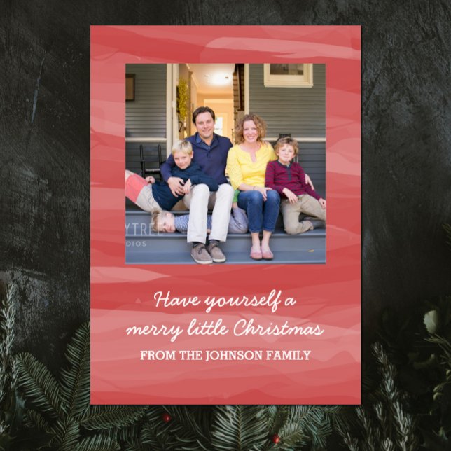 Tarjeta fotográfica Painterly Watercolor | Rojo (Red Painterly Watercolor Holiday Photo Card)