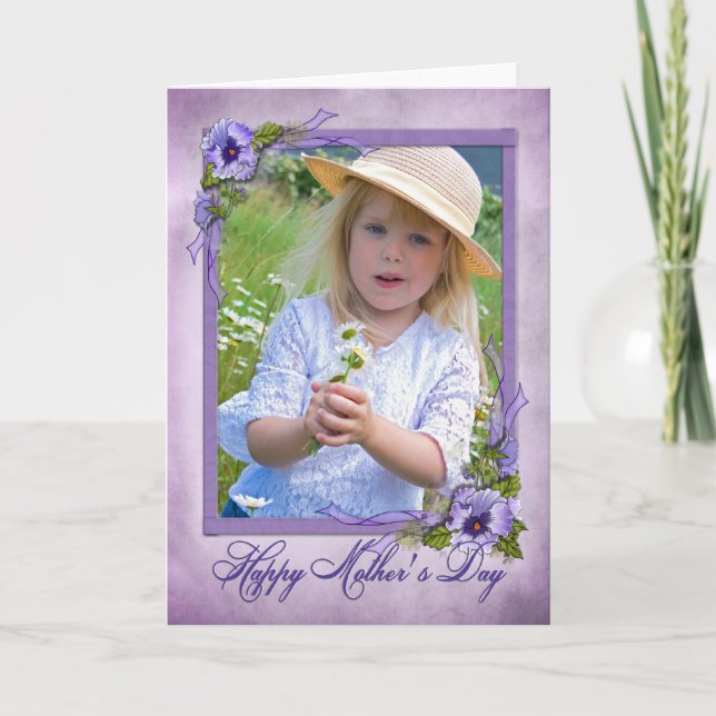 Tarjeta fotográfica Pansy para el Día de la Madre (Anverso)
