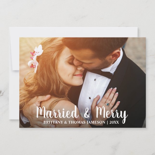 Tarjeta fotográfica para Bodas casados y merry rec (Anverso)