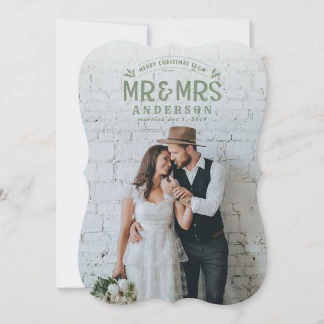 Tarjeta fotográfica para bodas de navidades casado (Anverso)